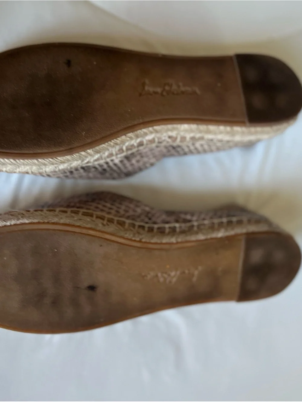 Sam Edelman Woven Snake-Print Espadrille Flats in Taupe size 8.5